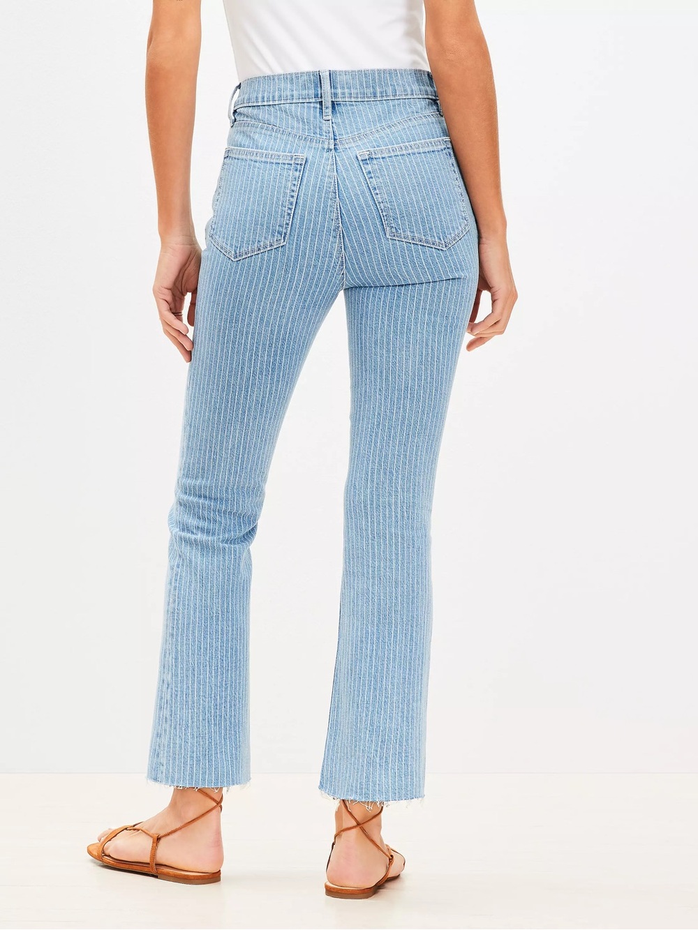 LOFT Light Blue Pinstripe High-Rise Flare Jeans